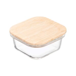 Nikko square glass food storage with bamboo lid